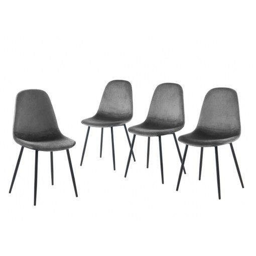LENA lot de 4 chaises grises