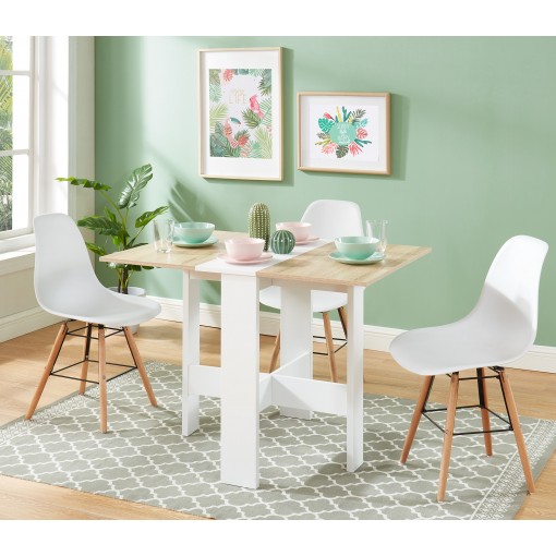 Table Pliante JUNOBlanc et Décor Chêne L104cm