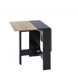 Table Pliante JUNO Noir et Décor Chêne L104cm