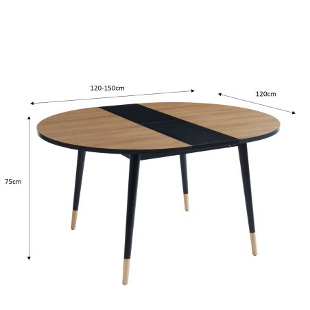 Table Extensible CAVALLO Bois et Noir L120-150cm