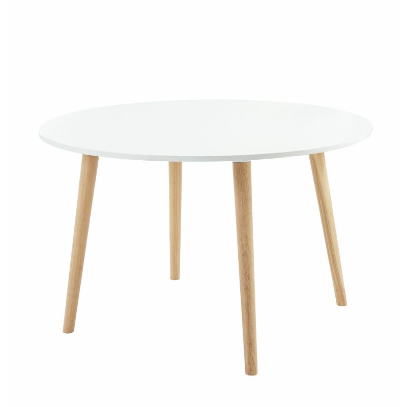 Table ovale extensible de style scandinave : blanc, bois