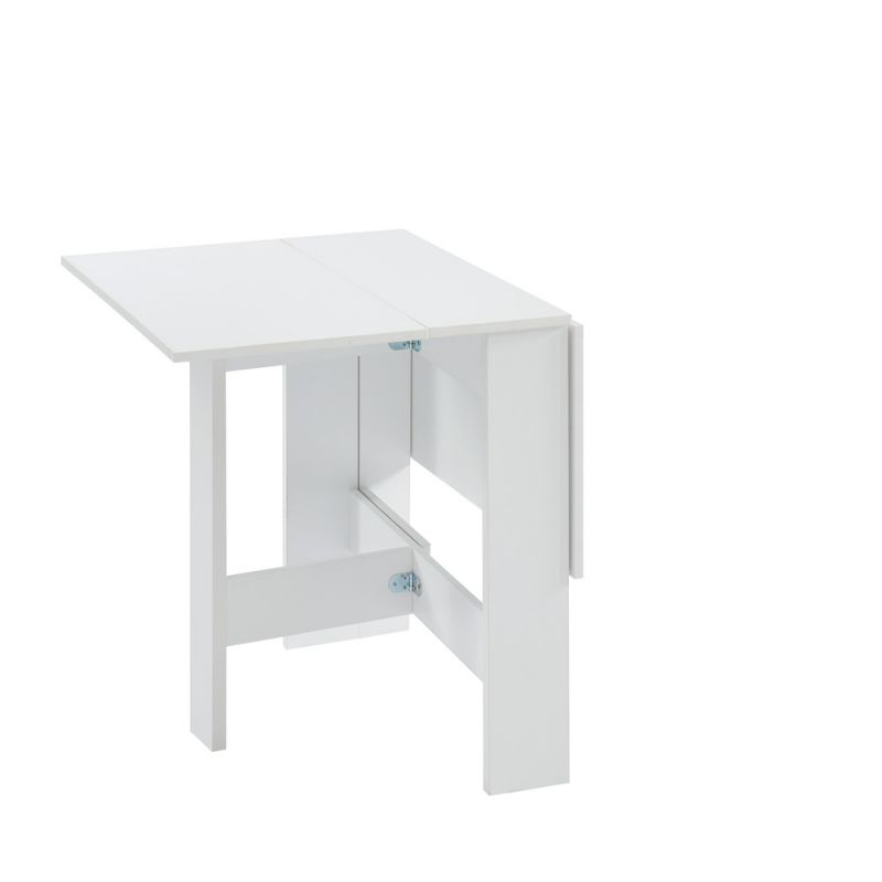 HOMCOM Table à manger pliante pour petits espaces avec 2 tiroirs, blanc 