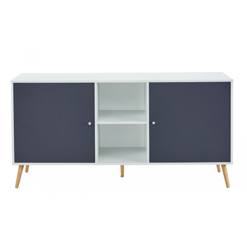 Buffet BABETTE Blanc et Gris 2 Portes - L150cm