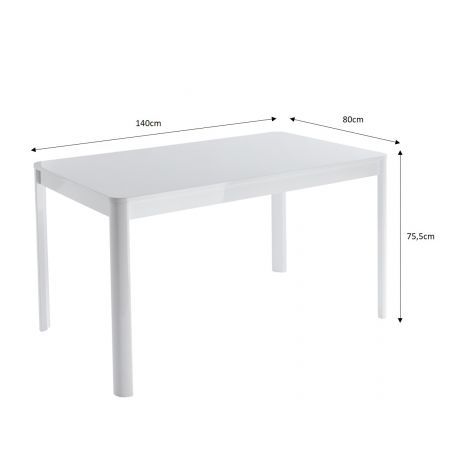 Table de Séjour DAVIA Laqué Blanc Brillant L140cm