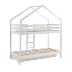 TINYBUNKDRABL lit superposé Lit superposé cabane blanc échelle sur le côté et tiroir