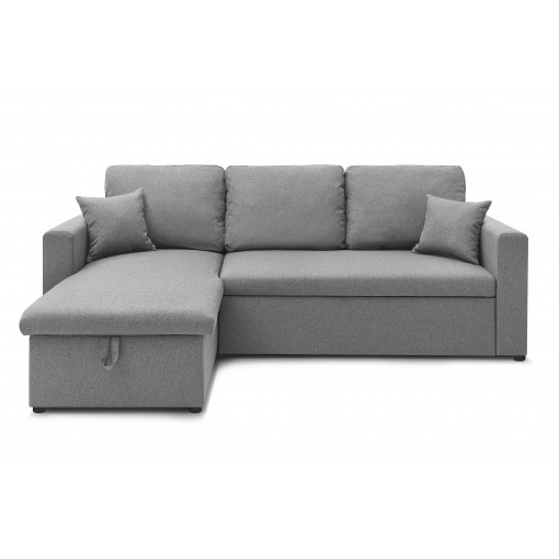 Canapé d'angle LIVIA tissu gris clairconvertible 4 places