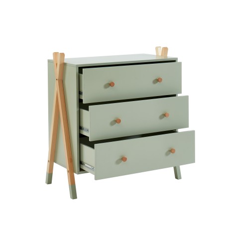 Commode TIPI vert 3 tiroirs