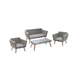 ALMAGR sofa jardin résine stressée 1 table, sofa 2P, 2 fauteuils