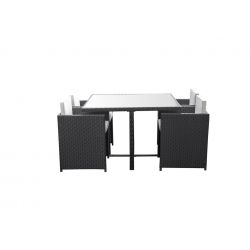 DELTASET dining set noir 1 table à manger 4 fauteuils résines stressés