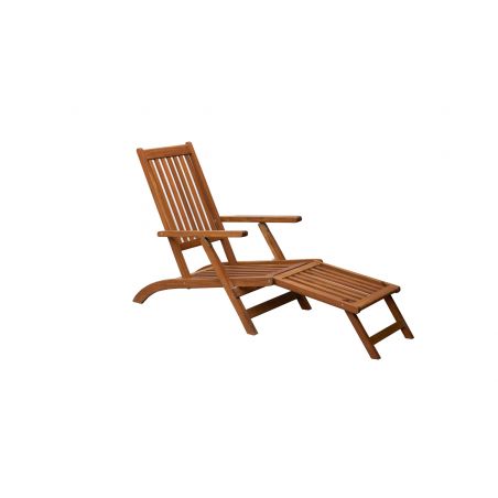 SOCOA chaise longue de jardin en bois d'acacia coussin gris