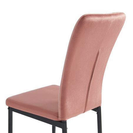 Lot de 2 chaises POPPY velours rose pieds en métal noir