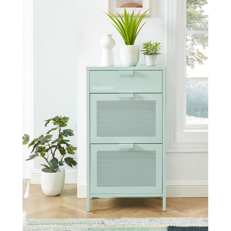 Meuble à chaussures PANTONE métal vert menthe 55cm