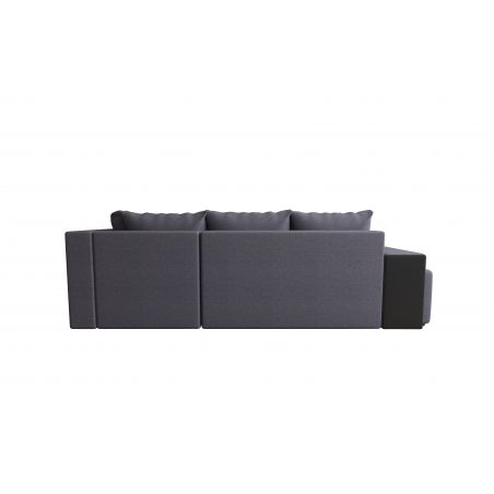 Canapé d'angle HYGGE XL PU noir tissu anthracite convertible 5 places