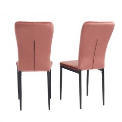Lot de 4 chaises POPPY velours rose pieds en métal noir