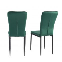 Lot de 4 chaises POPPY velours vert pieds en métal noir