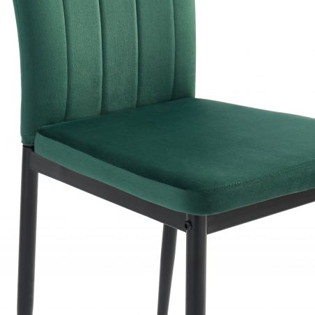 Lot de 4 chaises POPPY velours vert pieds en métal noir