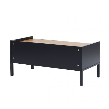 Table basse ARCHI noir et bois 2 tiroirs L90cm