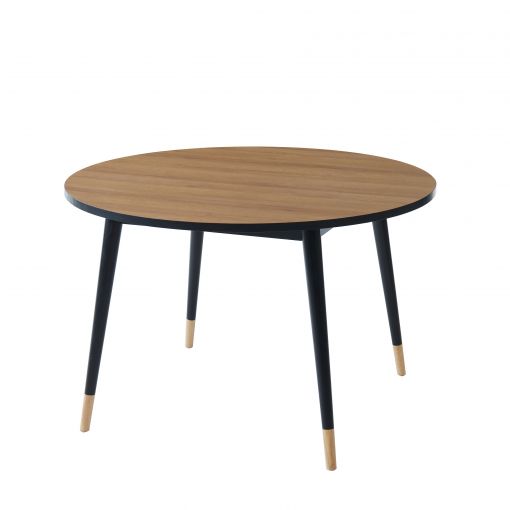 Table à manger ronde CAVALLO Coloris bois et noir L120cm