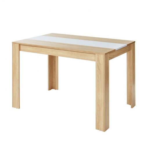Table à manger DAMIAcoloris blanc et bois clair L120cm