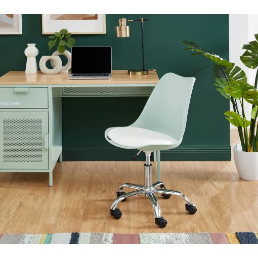 Chaise de bureau PANTONE À roulettes - Vert menthe L49cm