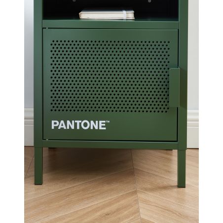 Table de chevet PANTONE Vert Olive en métal 1 porte et 1 niche L40cm