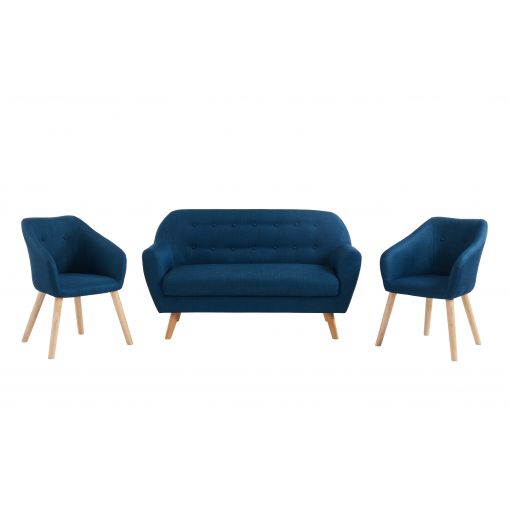 Ensemble canapé+fauteuil HILDA Tissu Bleu canapé 2 places + 2 fauteuils