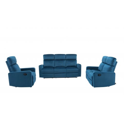 Ensemble LOVA 3+2+1Velours bleu foncé Manuel-lot canapés + fauteuil
