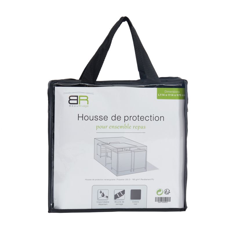 Housse de protection pour ensemble repas 4 places noir