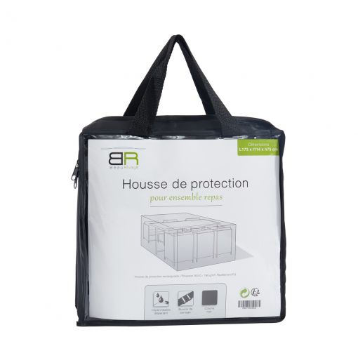 Housse de protection pour ensemble repas de jardin 6 places noir