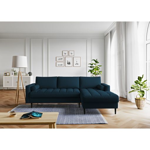 Canapé d'angle MAEL Cacharel en tissu bleu foncé fixe