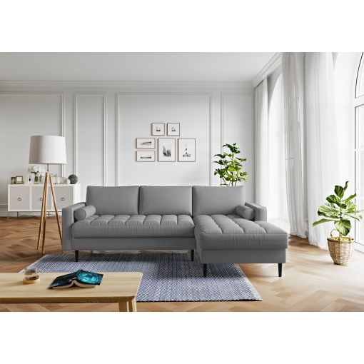 Canapé d'angle MAEL Cacharel en tissu gris chiné fixe