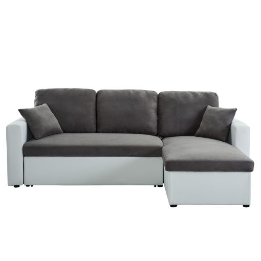 Canapé d'angle ASPEN gris et blanc 4 accroches