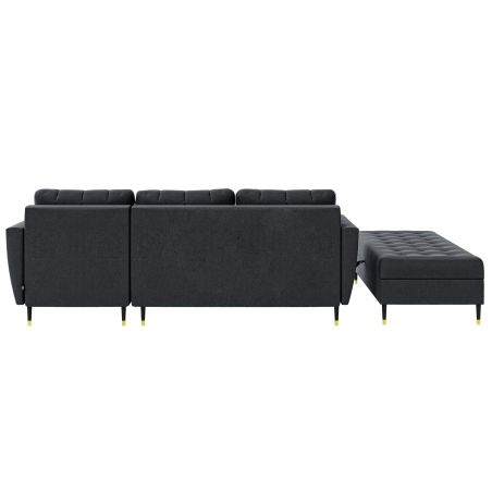 Canapé d'angle HONOREen tissu anthraciteConvertible 3 places 