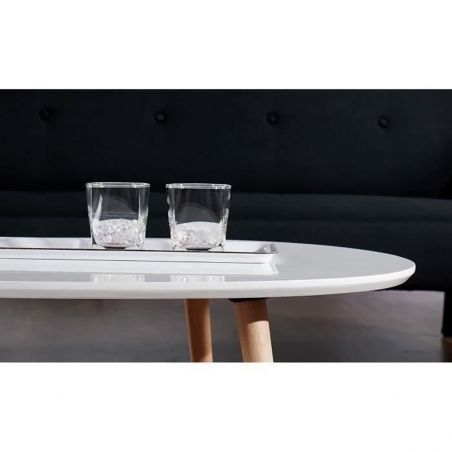 Table basse STONElaqué blanc brillant L98cm