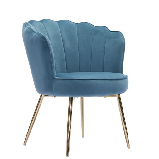 Fauteuil CALLISTA en velours bleu avec pieds doré