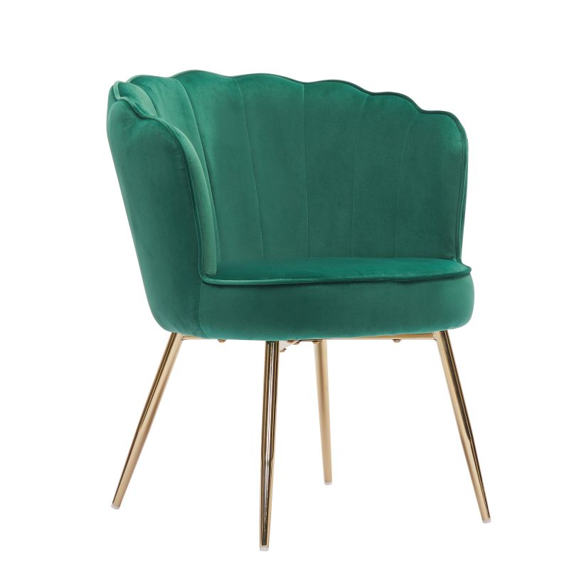 Fauteuil CALLISTA en velours vert sapin avec pieds doré