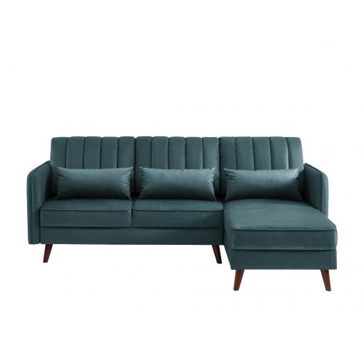 Canapé d'angle IDAHO tissu bleu vert fixe