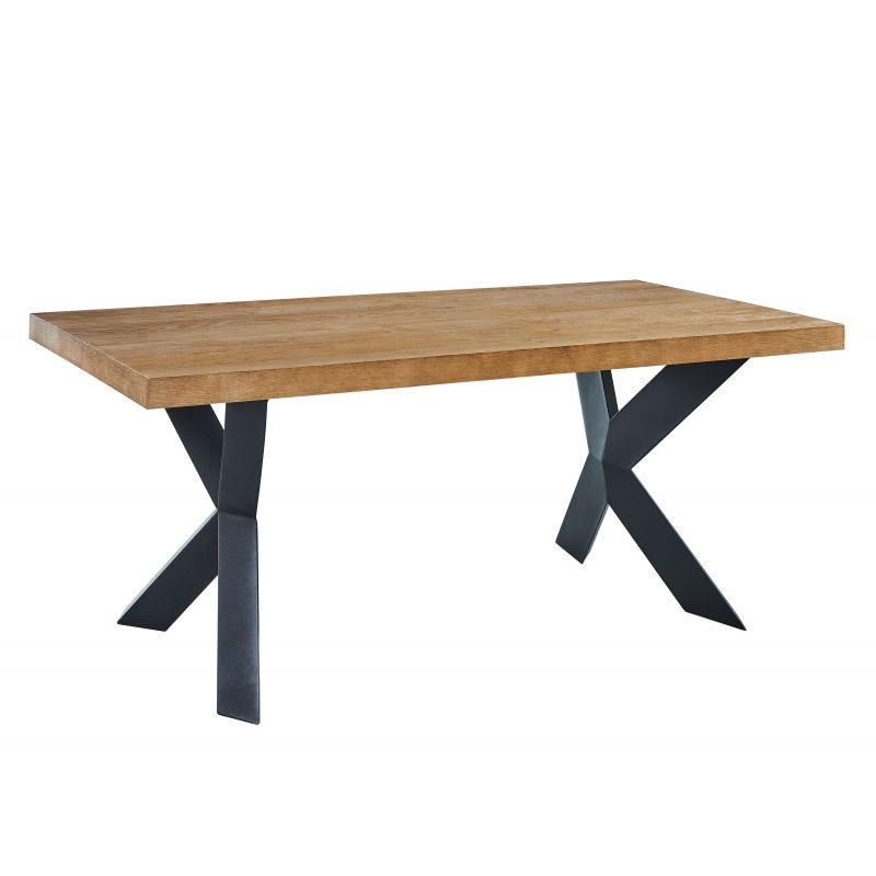 Table de séjour PLATON  placage bois et métal noir  6 personnes