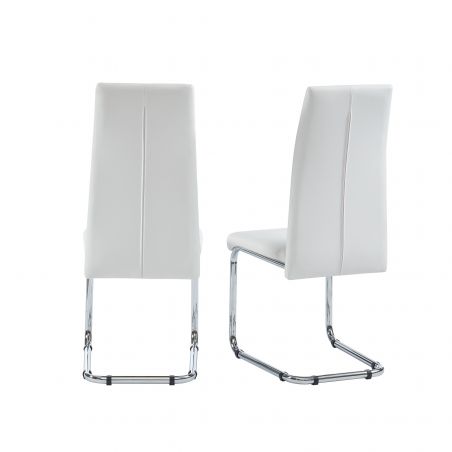 Lot de 2 chaises MARA simili blancpieds en métal chromé