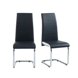Lot de 2 chaises MARA simili noir et blancpieds en métal chromé 