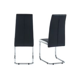 Lot de 2 chaises MARA simili noir et blancpieds en métal chromé 