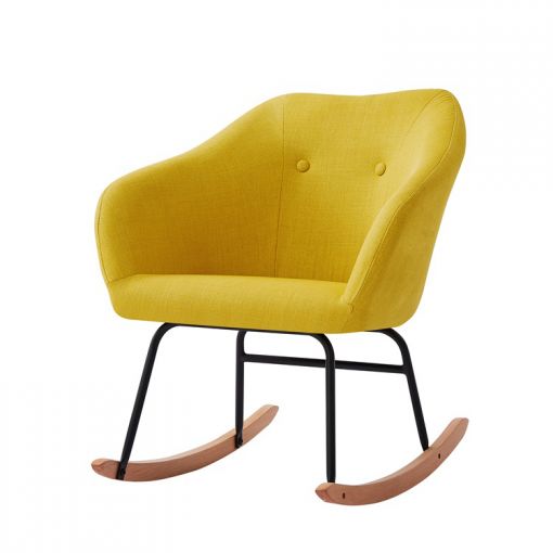 Fauteuil HILDA en tissu jaune rocking chair