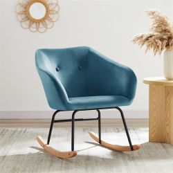 Fauteuil HILDA en velours bleu rocking chair