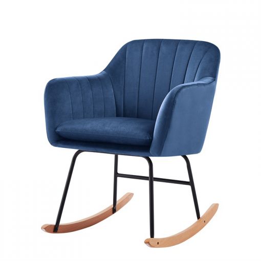 Fauteuil ELSA en velours bleu rocking chair
