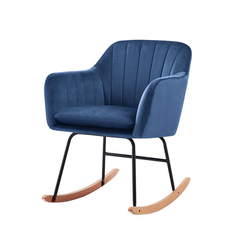 Fauteuil ELSA en velours bleu rocking chair