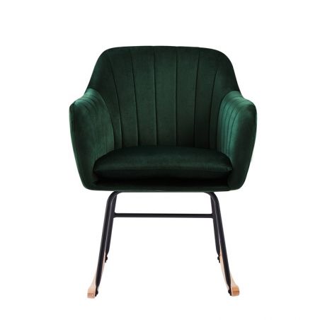 Fauteuil ELSA en velours vert rocking chair