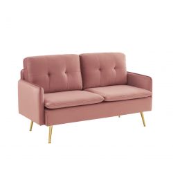 Canapé ADAM en velours rose poudré avec pieds en métal doré 