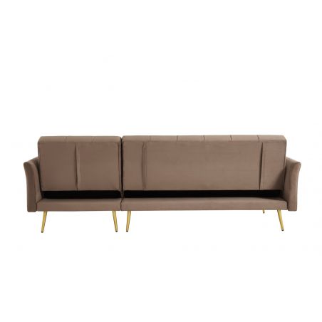 Canapé d'angle AROMA convertible 5 places velours taupe
