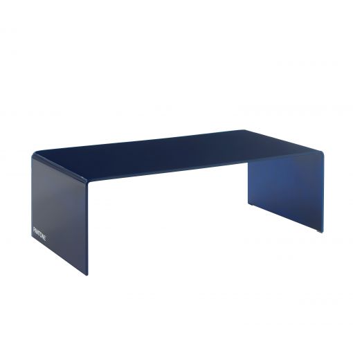 Table basse PANTONE verre courbé bleu électrique 120cm