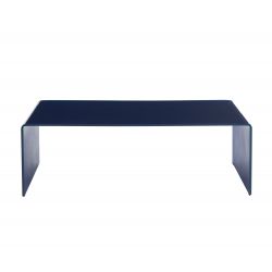 Table basse PANTONE verre courbé bleu électrique 120cm